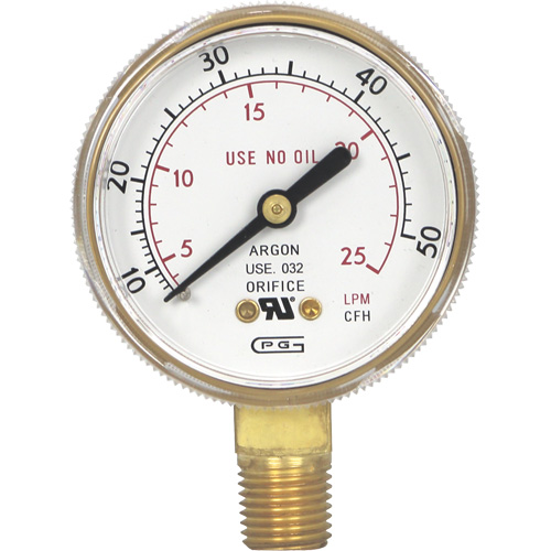 Pressure Gauges, 2" , 0-50 SCFH, Bottom Mount, Analogue Ottawa Fastener Supply