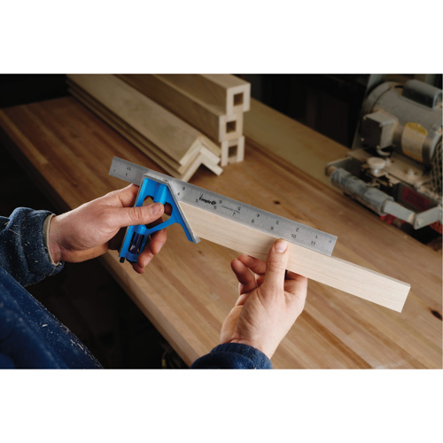 True Blue&reg; Combination Square, 12" L, 1/16" Graduations, Steel, Plain Ottawa Fastener Supply