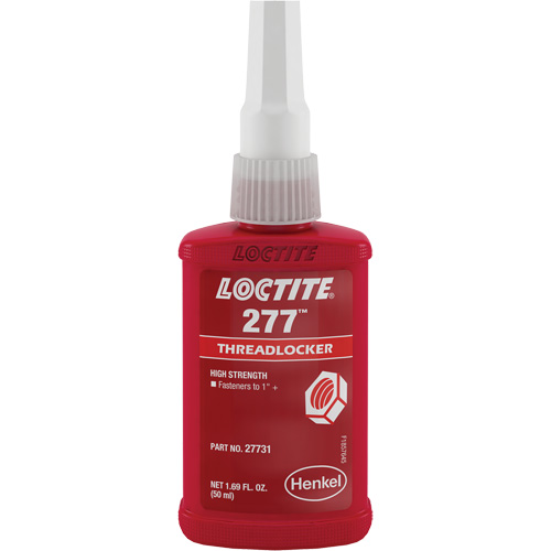 Threadlocker 277 Large Threads, Red, High, 50 ml, Bottle Ottawa Fastener Supply