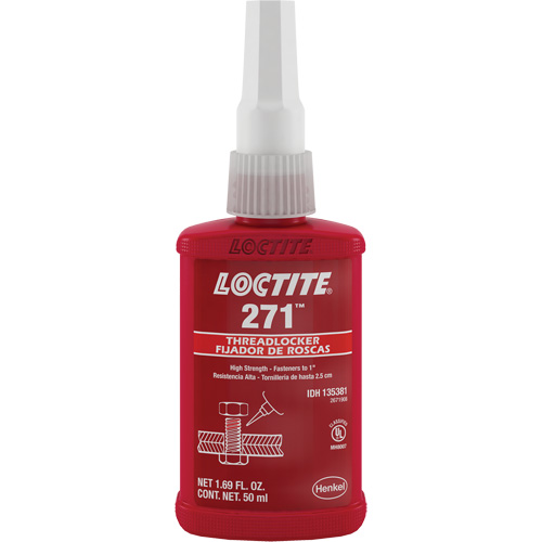 Compos&eacute; de blocage 271, Rouge, &eacute;lev&eacute;, 50 ml, Bouteille Ottawa Fastener Supply
