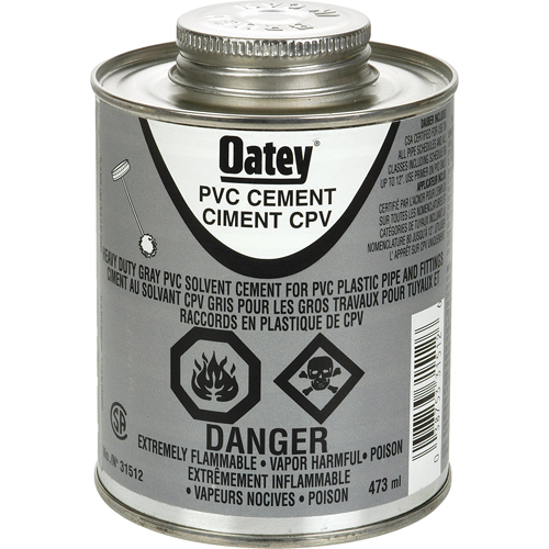 PVC Heavy-Duty Cement, 473 ml, Brush-Top Can, Grey Ottawa Fastener Supply