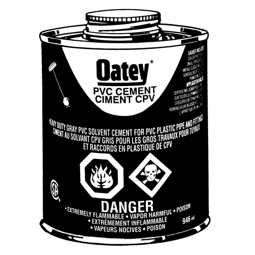 PVC Heavy-Duty Cement, 946 ml, Brush-Top Can, Grey Ottawa Fastener Supply