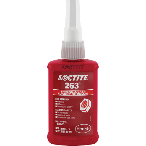 Compos&eacute; de blocage 263 s&eacute;chage rapide, Rouge, &eacute;lev&eacute;, 50 ml, Bouteille Ottawa Fastener Supply