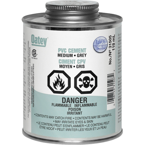 PVC Cement, 0.250 lbs, Brush-Top Can, Grey Ottawa Fastener Supply
