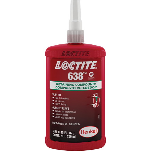 Compos&eacute; de retenue Loctite 638, 250 ml, Bouteille, Vert Ottawa Fastener Supply