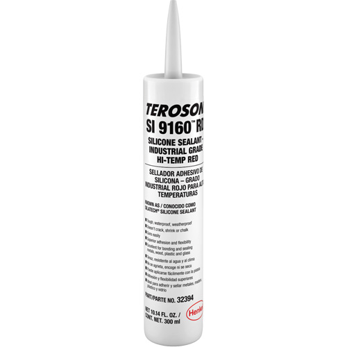 Teroson&reg; SI 9160 High Temperature Silicone Sealant, Cartridge, Red Ottawa Fastener Supply