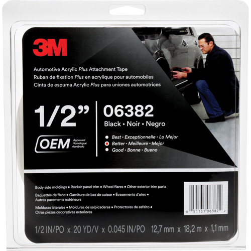 Ruban en acrylique de 3M pour l'automobile, 18 m (60') lo x 12,7 mm (1/2") la, 45 mils, Acrylique Ottawa Fastener Supply