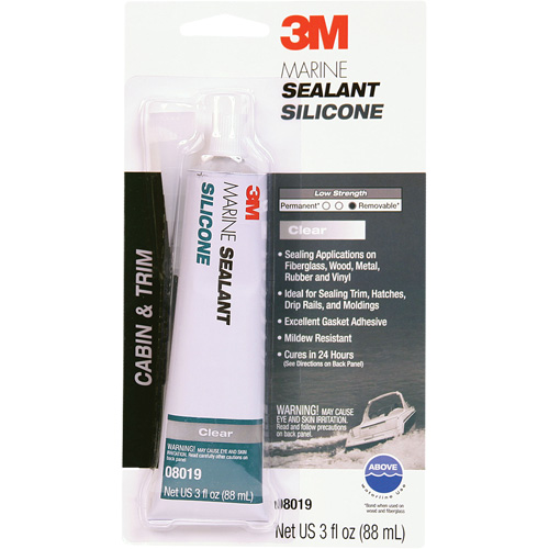 Produit d'&eacute;tanch&eacute;it&eacute; &agrave; base de silicone de calibre marin, 3 oz., Tube, Transparent Ottawa Fastener Supply