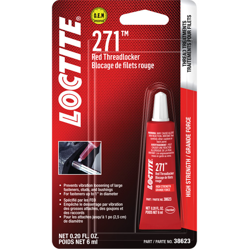 271 Threadlocker, Red, High, 6 ml, Tube Ottawa Fastener Supply