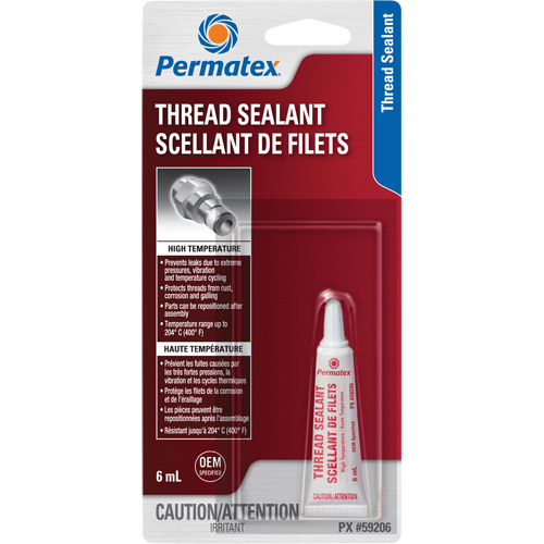Scellant pour filetage haute temp&eacute;rature, Tube, 6 ml, -54° C - 204° C/-65° F - 400° F Ottawa Fastener Supply