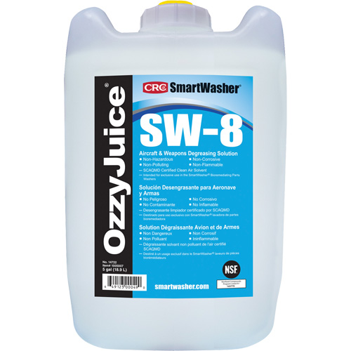 Solution de d&eacute;graissage pour avions et armes SW-8 SmartWasher Ozzyjuice, Cruche Ottawa Fastener Supply