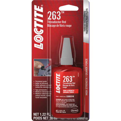Compos&eacute; de blocage 263, Rouge, &eacute;lev&eacute;, 36 ml, Bouteille Ottawa Fastener Supply