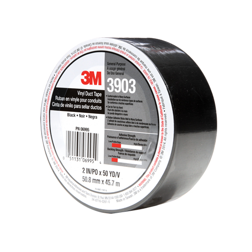 3903 Vinyl Duct Tape, 1245 mm (49") W x 46 m (151') L, 6.5 mils, Black Ottawa Fastener Supply