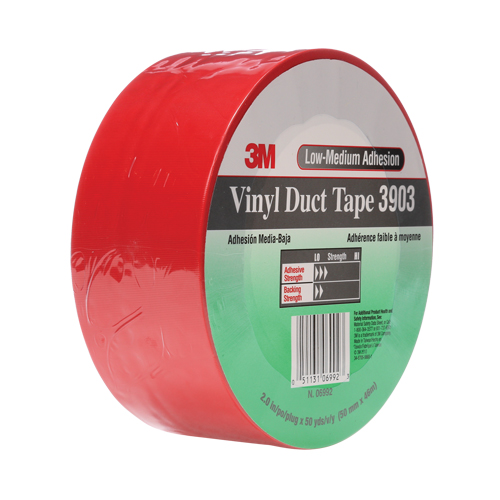 Rubans adh&eacute;sifs en vinyle 3903, 48 mm (2") la x 46 m (151') lo, 6,5 mils, Rouge Ottawa Fastener Supply