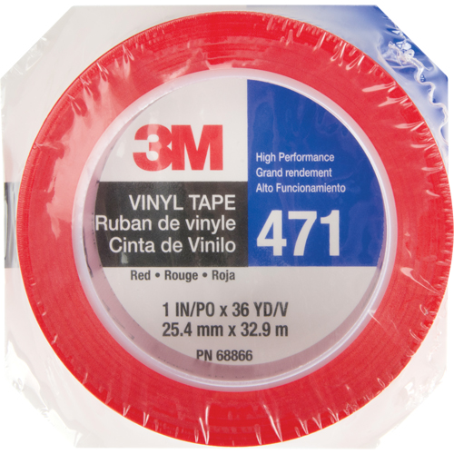 471 Vinyl Tape, 25.4 mm (1") W x 32.9 m (108') L, 5.3 mils, Red Ottawa Fastener Supply