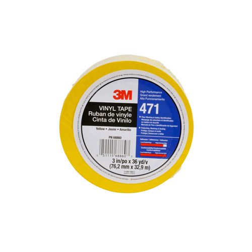 471 Vinyl Tape, 12 mm (1/2") W x 32.9 m (108') L, 5.2 mils, Yellow Ottawa Fastener Supply