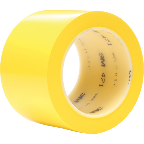 471 Vinyl Tape, 76.2 mm (3") W x 32.9 m (108') L, 5.2 mils, Yellow Ottawa Fastener Supply