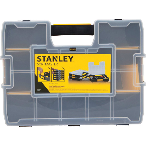 SortMaster&reg; Stackable Small Parts Organizer, 17-3/8" W x 13" D x 3-1/2" H, Black Ottawa Fastener Supply