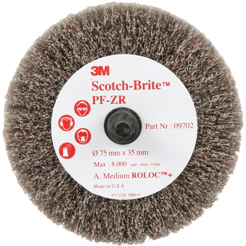 Scotch-Brite Roloc Cut & Polish Disc, Aluminum Oxide, Medium Grit, 3" x 1-3/8" x 1/4" Ottawa Fastener Supply