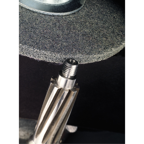 Meules homog&egrave;nes d'&eacute;barbage EXL Scotch-Brite, 1" x 1", Arbre de 3/16", Grain de 2A, Oxyde d'aluminium Ottawa Fastener Supply