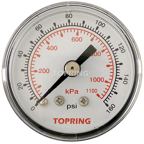 Pressure Gauge, 1-1/2" , 0 - 160 psi, Back Mount, Analogue Ottawa Fastener Supply