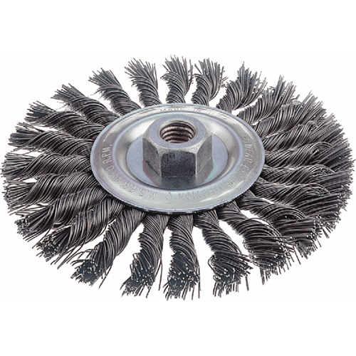 Brosses rotatives &agrave; fils nou&eacute;s - Brosse rotative &agrave; fils nou&eacute;s, fils nou&eacute;s standards, Dia. 6", Fils 0,023", Arbre 5/8"-11, Acier Ottawa Fastener Supply