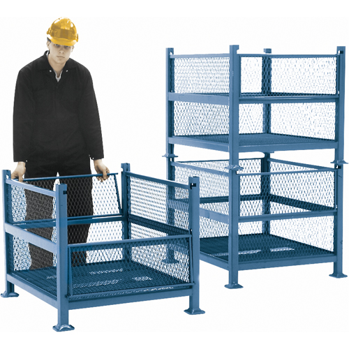 Open Mesh Containers, 2 Drop Gates, 2500 lbs. Capacity, 34.5" W x 40.5" D x 32.25" H Ottawa Fastener Supply