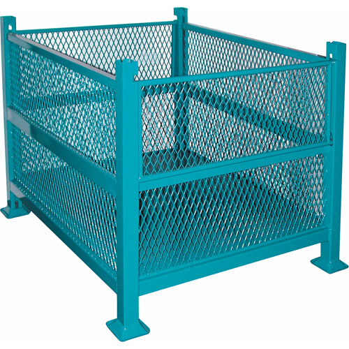 Open Mesh Containers, 2 Drop Gates, 3000 lbs. Capacity, 34.5" W x 40.5" D x 32.25" H Ottawa Fastener Supply