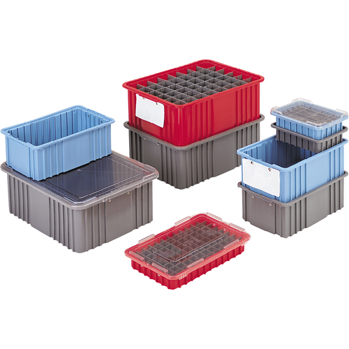 Divider Box&reg; Containers, Polyethylene, 10.8" W x 8.3" D x 2.5" H, Grey Ottawa Fastener Supply