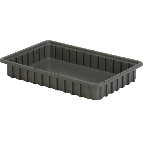 Divider Box&reg; Containers, Polyethylene, 16.5" W x 10.9" D x 2.5" H, Grey Ottawa Fastener Supply
