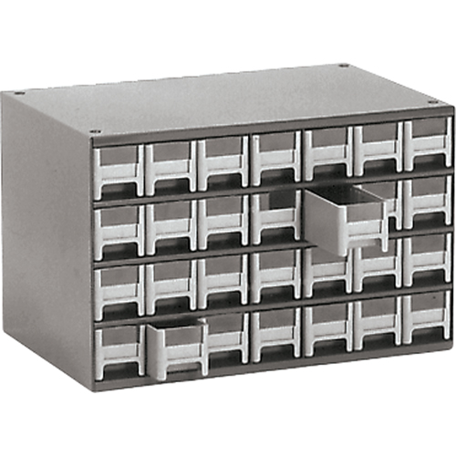 Modular Parts Cabinets, Steel, 28 Drawers, 17" x 10-9/16" x 2-2/16", Grey Ottawa Fastener Supply