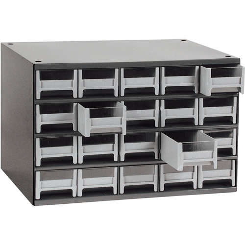 Casiers modulaires pour pi&egrave;ces, Acier, 20 tiroirs, 17" x 10-9/16" x 2-1/16", Gris Ottawa Fastener Supply