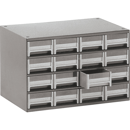Modular Parts Cabinets, Steel, 16 Drawers, 17" x 10-9/16" x 2-1/8", Grey Ottawa Fastener Supply