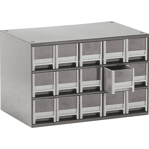 Modular Parts Cabinets, Steel, 15 Drawers, 17" x 10-9/16" x 3-1/16", Grey Ottawa Fastener Supply