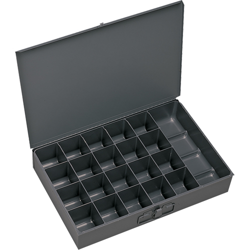 Compartment Scoop Boxes, Steel, 21 Slots, 13-3/8" W x 9-1/4" D x 2" H, Grey Ottawa Fastener Supply