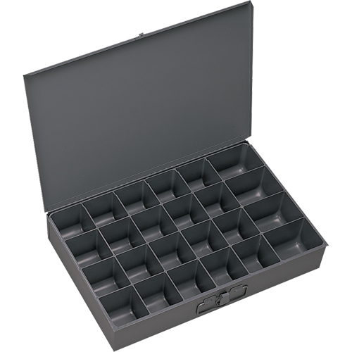 Compartment Scoop Boxes, Steel, 24 Slots, 13-3/8" W x 9-1/4" D x 2" H, Grey Ottawa Fastener Supply