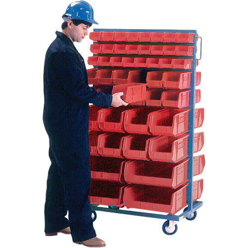 Double-Sided Mobile Bin Rack, Double-sided, 96 bins, 36" W x 24" D x 63" H Ottawa Fastener Supply