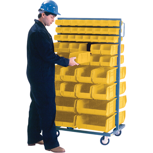 Double-Sided Mobile Bin Rack, Double-sided, 96 bins, 36" W x 24" D x 63" H Ottawa Fastener Supply