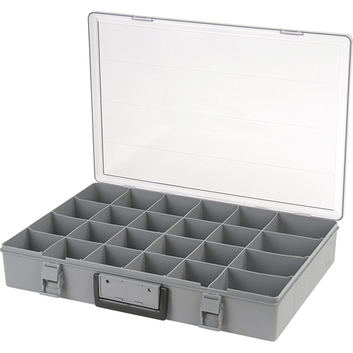 Compartment Case, Plastic, 24 Slots, 18-1/2" W x 13" D x 3" H, Grey Ottawa Fastener Supply