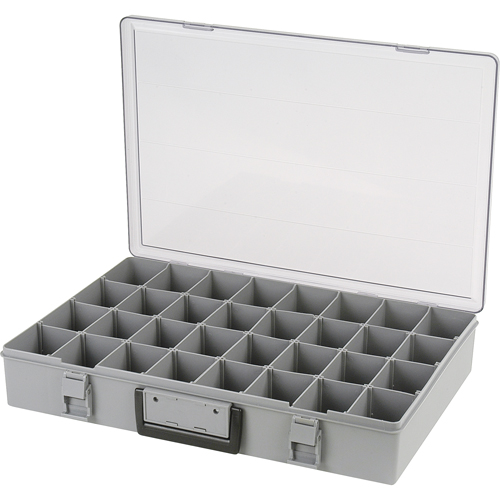Compartment Case, Plastic, 32 Slots, 18-1/2" W x 13" D x 3" H, Grey Ottawa Fastener Supply