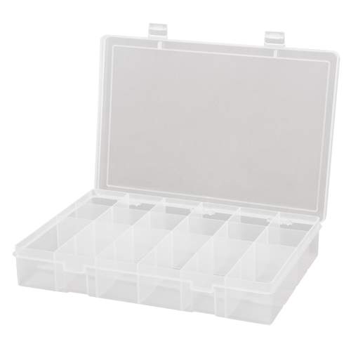 Compact Polypropylene Compartment Cases, 13-1/8" W x 9" D x 2-5/16" H, 18 Compartments Ottawa Fastener Supply