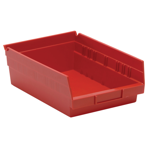 Shelf Bins, 8-3/8" W x 4" H x 11-5/8" D, Red, 30 lbs. Capacity Ottawa Fastener Supply