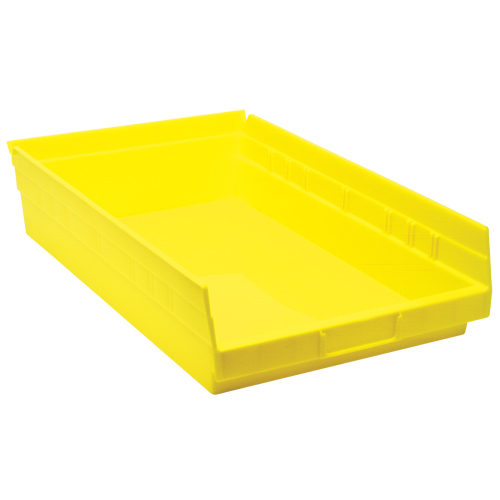 Shelf Bins, 11-1/8" W x 4" H x 17-7/8" D, Yellow, 40 lbs. Capacity Ottawa Fastener Supply