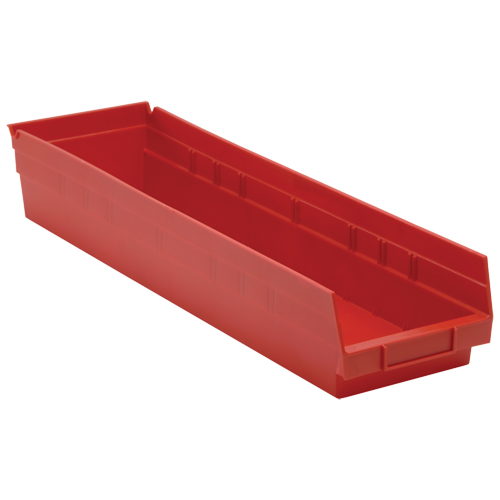 Bacs de rangement pour tablettes, 6-5/8" la x 4" H x 23-5/8" p, Rouge, Capacit&eacute; 50 lb Ottawa Fastener Supply