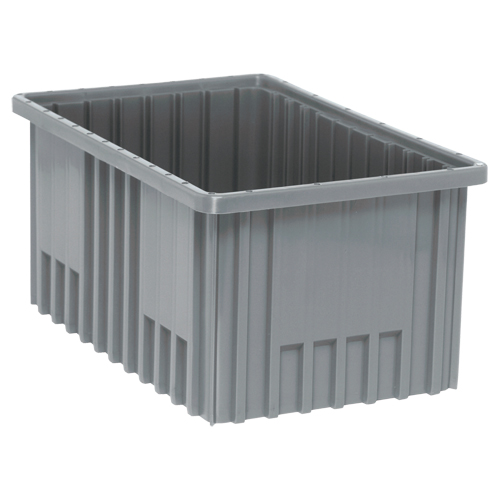 Divider Box&reg; Containers, Plastic, 16.5" W x 10.9" D x 8" H, Grey Ottawa Fastener Supply