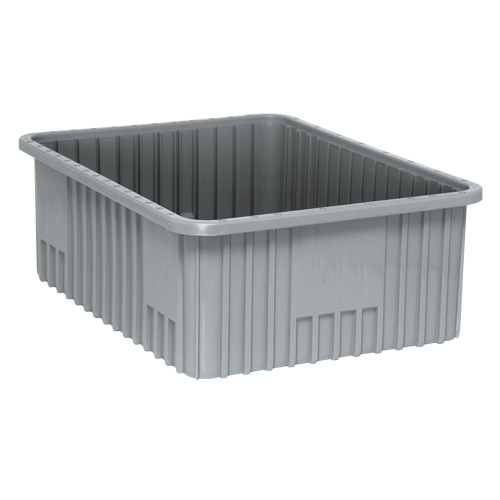 Divider Box&reg; Containers, Plastic, 22.5" W x 17.5" D x 8" H, Grey Ottawa Fastener Supply