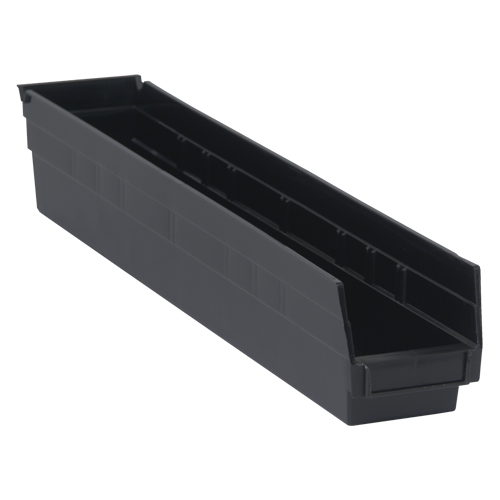 Economy Shelf Bin, 4-1/8" W x 4" H x 23-5/8" D, Black Ottawa Fastener Supply