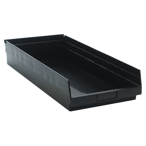 Economy Shelf Bin, 11-1/8" W x 4" H x 23-5/8" D, Black, 60 lbs. Capacity Ottawa Fastener Supply