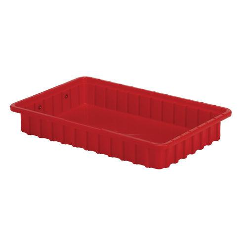 Divider Box&reg; Containers, Polyethylene, 16.5" W x 10.9" D x 2.5" H, Red Ottawa Fastener Supply