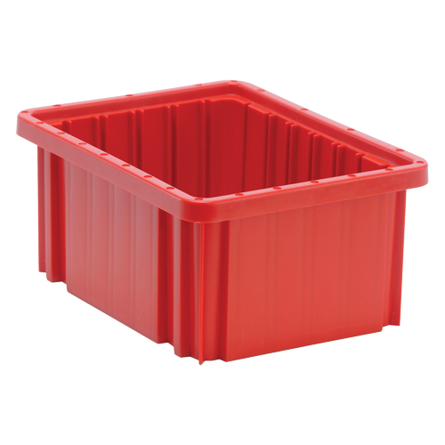 Divider Box&reg; Containers, Plastic, 10.9" W x 8.3" D x 5" H, Red Ottawa Fastener Supply